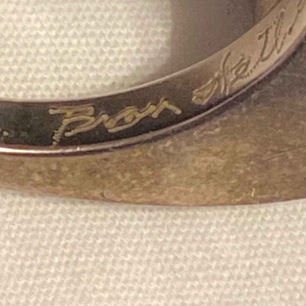 Artist Signed Silver Ring with Stone on Side Size 7.5